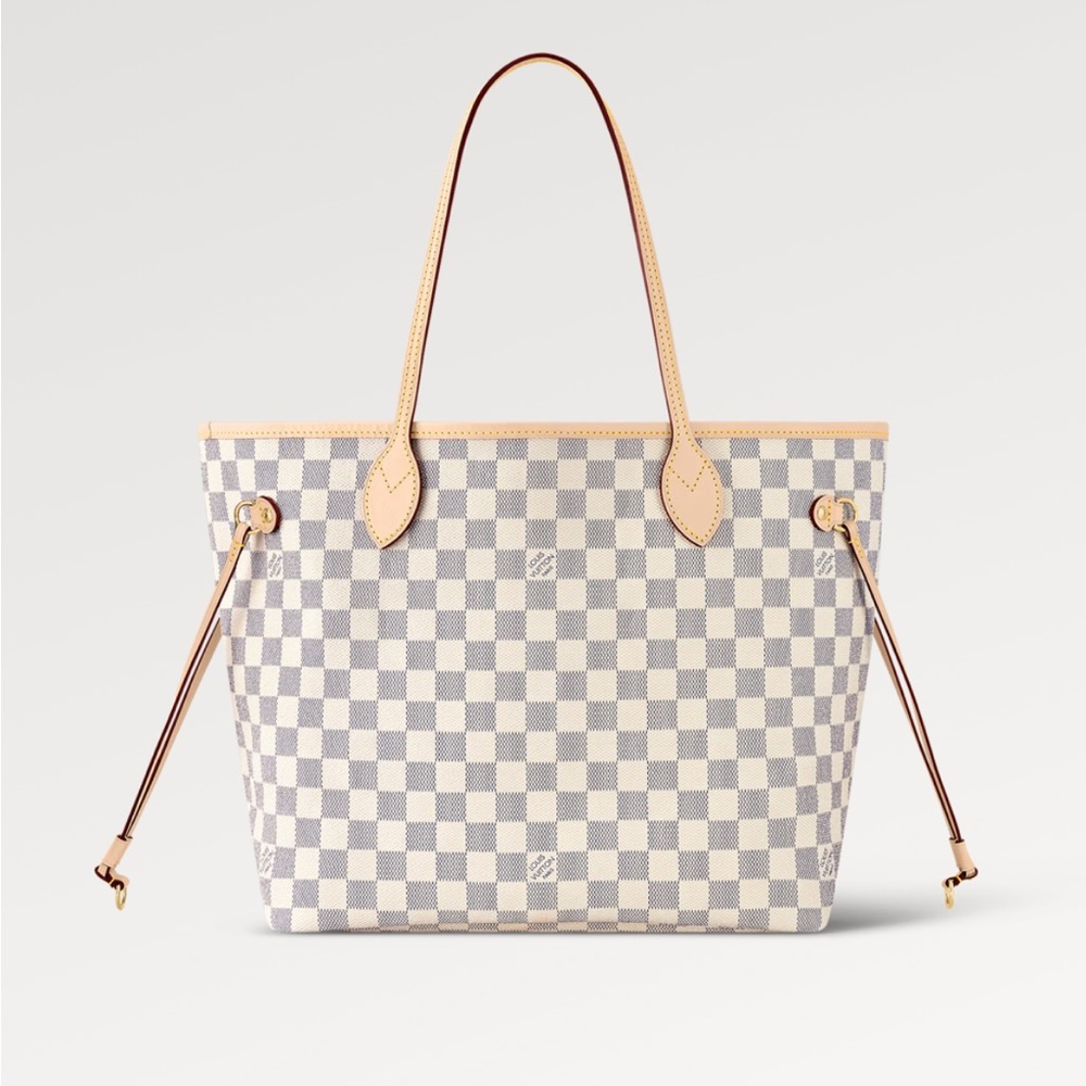 Louis Vuitton NEVERFULL MM Shoulder Bag, Damier Azur Print